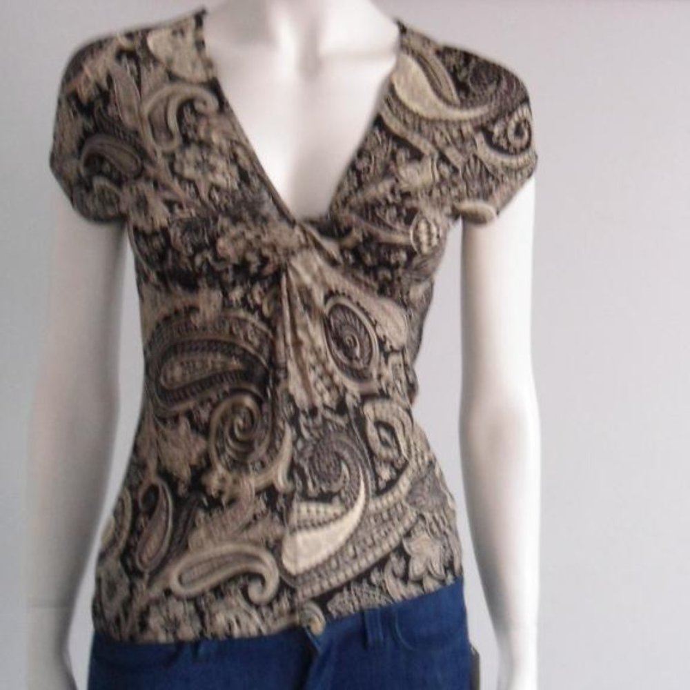 Etro Milano Paisley Print Viscose Jersey Top  IT 40 US 4